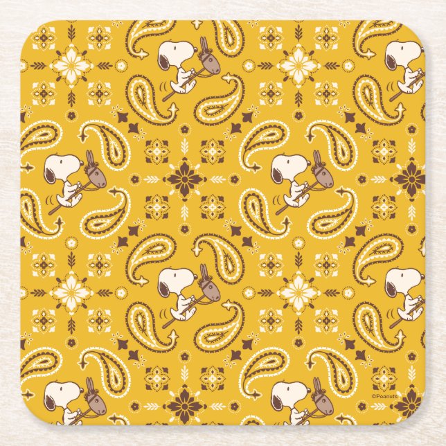 Erdnüsse | Snoopy Bandana Cowboy Rechteckiger Pappuntersetzer (Vorderseite)