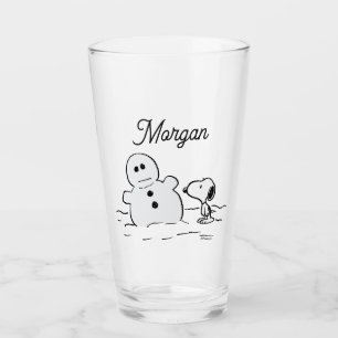 Erdnüsse   Snoopy baut einen Schneemann   Name hin Glas
