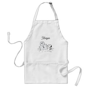 Erdnüsse   Snoopy baut einen Schneemann   Name hin Schürze