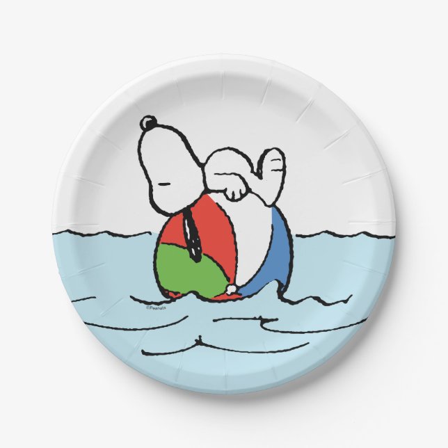 Erdnüsse | Snoopy Beach Ball Beach Pappteller (Vorderseite)