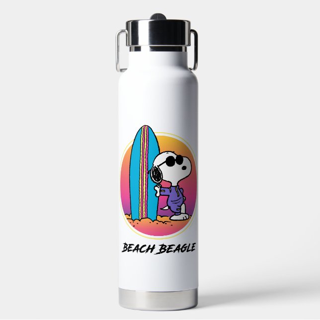 Erdnüsse | Snoopy Beach Beagle Trinkflasche (Vorderseite)