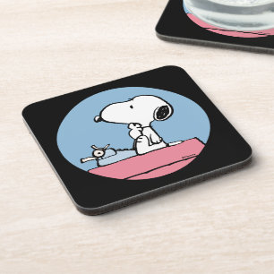 Erdnüsse Snoopy bei der Schreibmaschine Getränkeuntersetzer