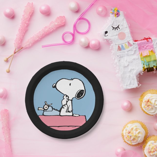 Erdnüsse | Snoopy bei der Schreibmaschine Pappteller (Party)