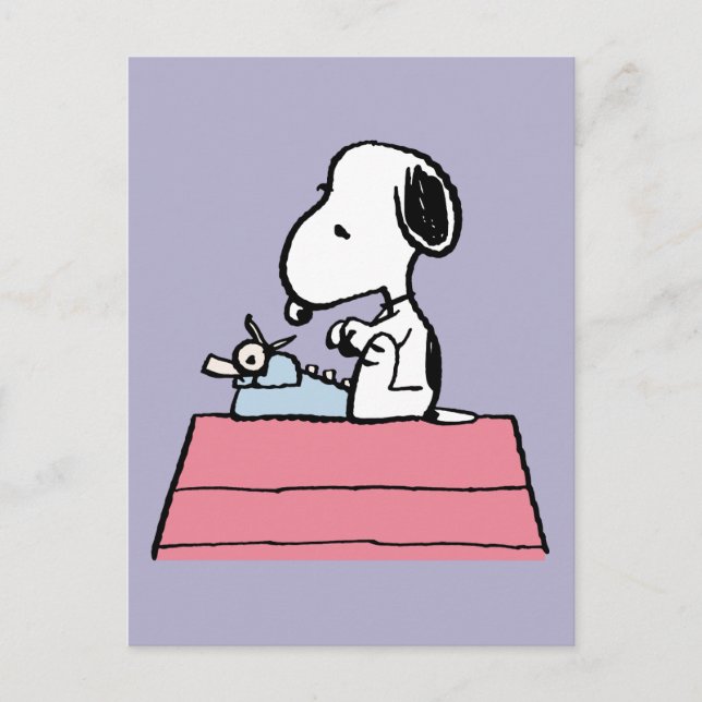 Erdnüsse | Snoopy bei der Schreibmaschine Postkarte (Vorderseite)