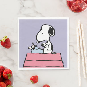 Erdnüsse Snoopy bei der Schreibmaschine Serviette