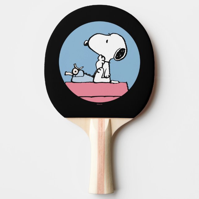Erdnüsse | Snoopy bei der Schreibmaschine Tischtennis Schläger (Vorderseite)