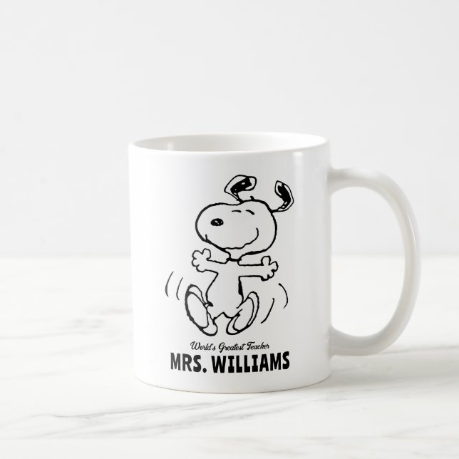 Erdnüsse | Snoopy Bester Lehrer Personalisiert Kaffeetasse (Rechts)