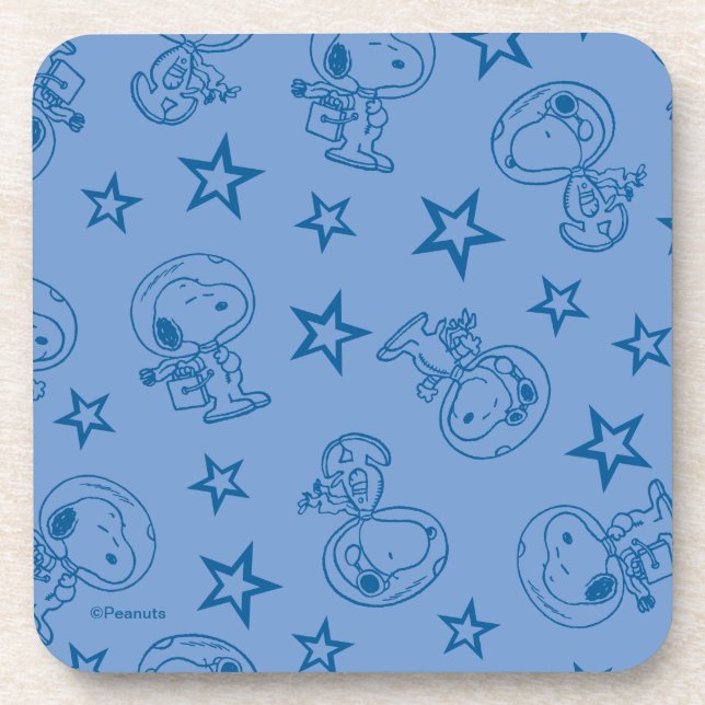 Erdnüsse | Snoopy Blue Space Astronaut Muster Getränkeuntersetzer (Vorderseite)