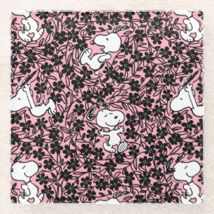 Erdnüsse Snoopy Blume Weinmuster Glasuntersetzer