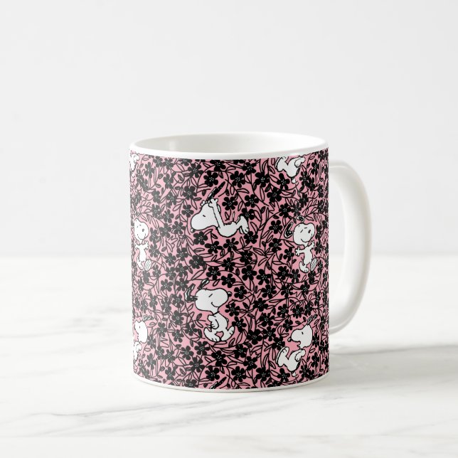 Erdnüsse | Snoopy Blume Weinmuster Kaffeetasse (VorderseiteRechts)