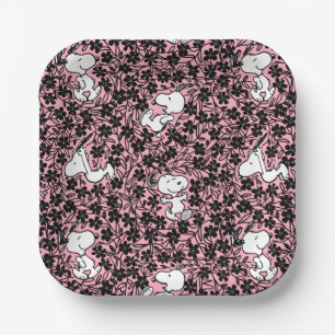 Erdnüsse   Snoopy Blume Weinmuster Pappteller