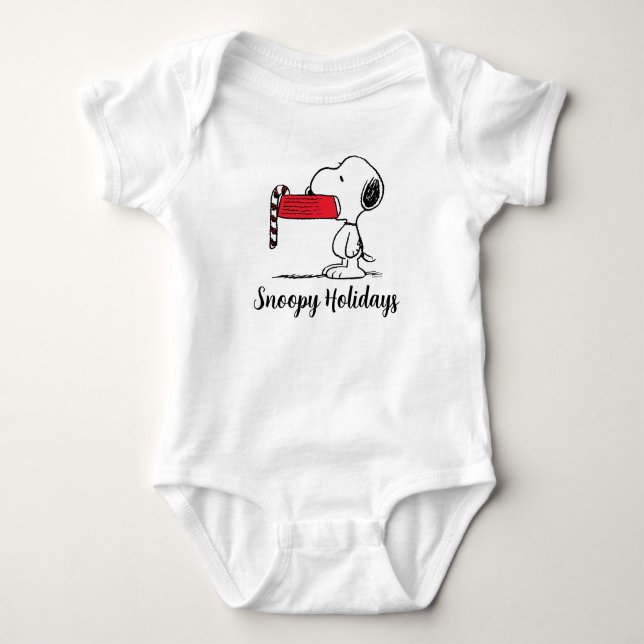 Erdnüsse | Snoopy Candy Cane Food Disc Baby Strampler (Vorderseite)