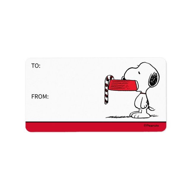 Erdnüsse | Snoopy Candy Cane Food Disc Geschenk Ta Adressaufkleber (Vorne)
