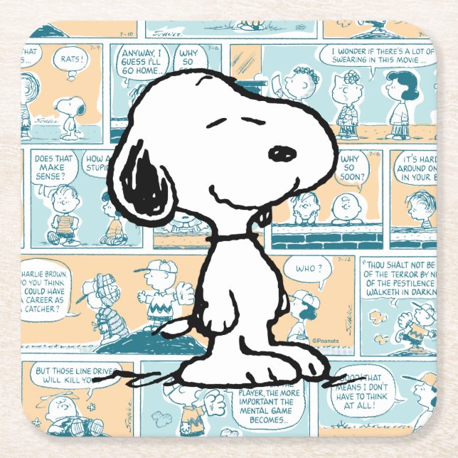 Erdnüsse | Snoopy-Comic-Muster Rechteckiger Pappuntersetzer (Vorderseite)