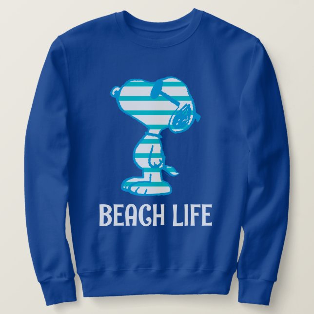 Erdnüsse | Snoopy Cyan Stripes Sonnenbrille Sweatshirt (Design vorne)