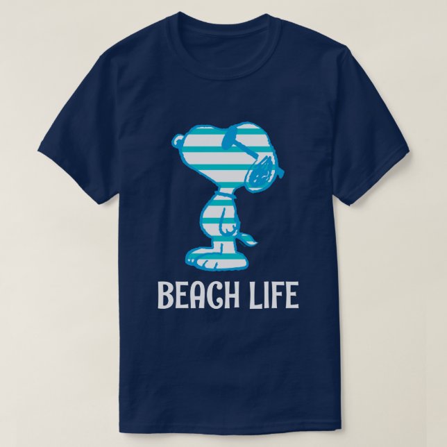 Erdnüsse | Snoopy Cyan Stripes Sonnenbrille T-Shirt (Design vorne)