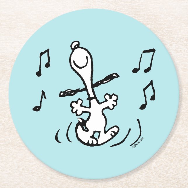 Erdnüsse | Snoopy Dancing Runder Pappuntersetzer (Vorderseite)