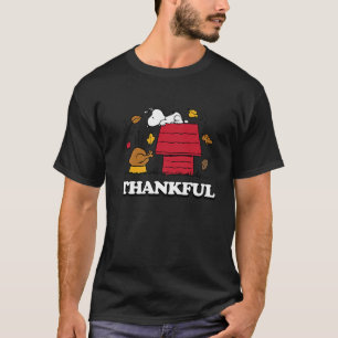 Erdnüsse Snoopy Dankbare Türkei mit Herbstlauben T-Shirt