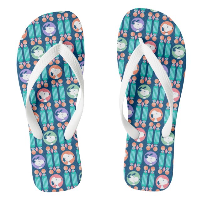 Erdnüsse | Snoopy Dark Blue Deko Dreams Pattern Flip Flops (Fußbett)