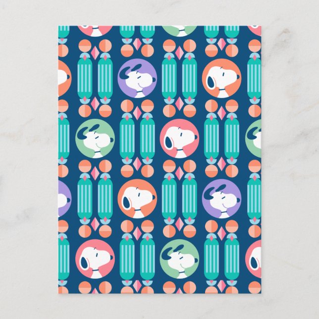 Erdnüsse | Snoopy Dark Blue Deko Dreams Pattern Postkarte (Vorderseite)