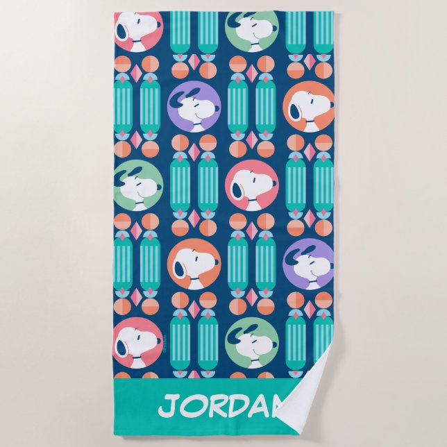 Erdnüsse | Snoopy Dark Blue | Name hinzufügen Strandtuch (Vorderseite)