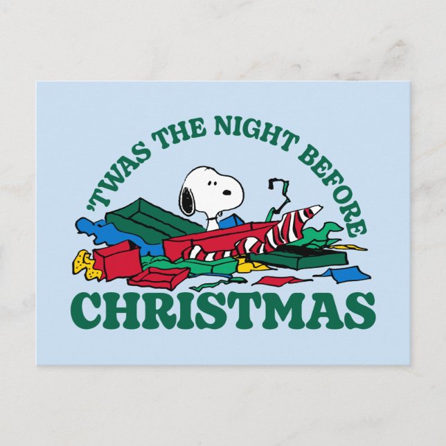 Erdnüsse | Snoopy 'Das war die Nacht vor Weihnacht Postkarte (Vorderseite)