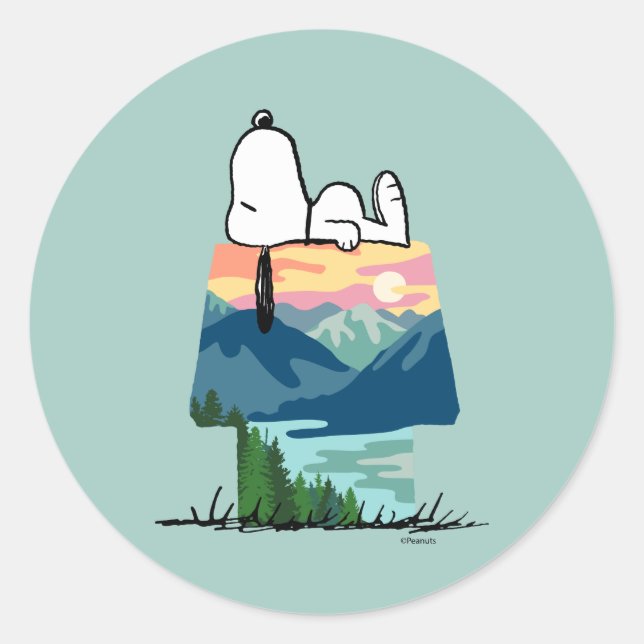 Erdnüsse | Snoopy Dog House Go Wild Runder Aufkleber (Vorderseite)