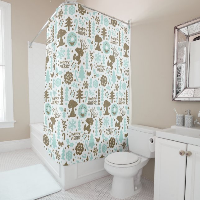 Erdnüsse | Snoopy Frostiges Weihnachtsmuster Duschvorhang (Beispiel)