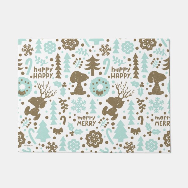 Erdnüsse | Snoopy Frostiges Weihnachtsmuster Fußmatte (Vorderseite)