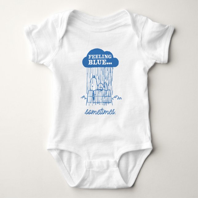 Erdnüsse | Snoopy Gefühl Blau ist auch in Ordnung Baby Strampler (Vorderseite)