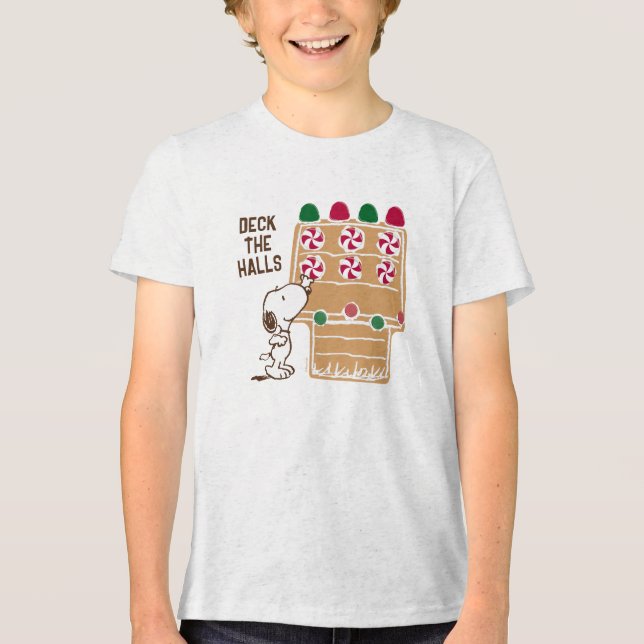 Erdnüsse | Snoopy Gingerbrot House Tri-Blend Shirt (Vorderseite)