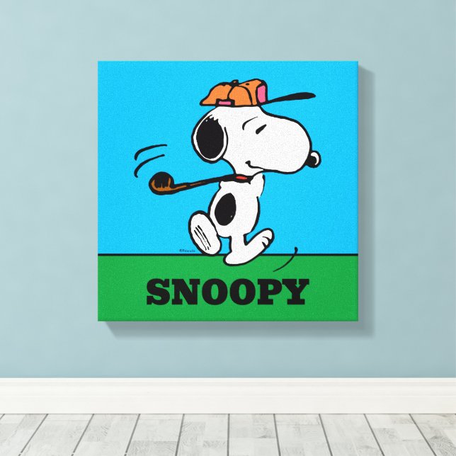 Erdnüsse | Snoopy Golf Swing Leinwanddruck (Insitu (Holzboden))