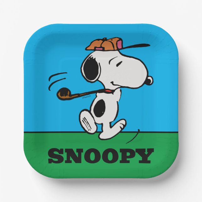Erdnüsse | Snoopy Golf Swing Pappteller (Vorderseite)