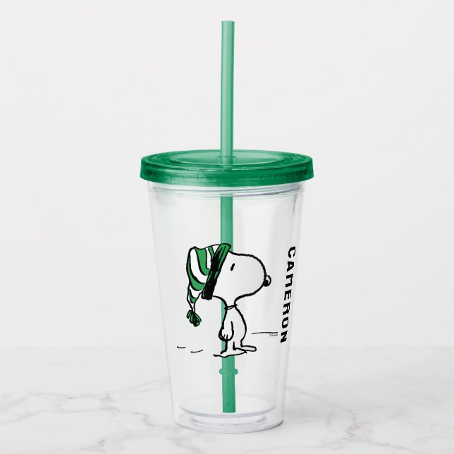 Erdnüsse | Snoopy Green Snow Cap Acryltrinkbecher (Vorderseite)