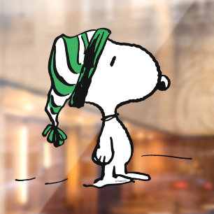 Erdnüsse   Snoopy Green Snow Cap Fensteraufkleber
