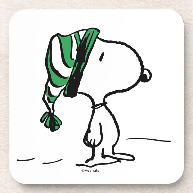 Erdnüsse | Snoopy Green Snow Cap Getränkeuntersetzer (Vorderseite)