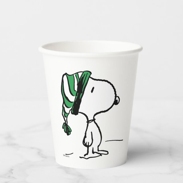 Erdnüsse | Snoopy Green Snow Cap Pappbecher (Vorderseite)