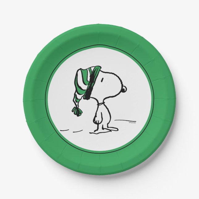 Erdnüsse | Snoopy Green Snow Cap Pappteller (Vorderseite)