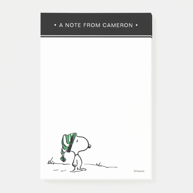 Erdnüsse | Snoopy Green Snow Cap Post-it Klebezettel (Vorderseite)