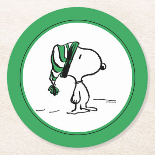Erdnüsse Snoopy Green Snow Cap Runder Pappuntersetzer