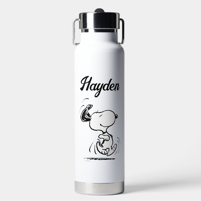 Erdnüsse | Snoopy Happy Dance | Name hinzufügen Trinkflasche (Vorderseite)
