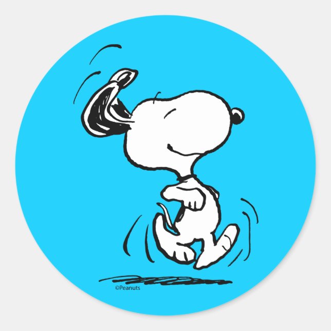 Erdnüsse | Snoopy Happy Dance Runder Aufkleber (Vorderseite)