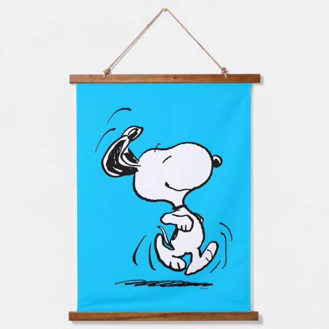 Erdnüsse | Snoopy Happy Dance Wandteppich Mit Holzrahmen (Vorderseite)