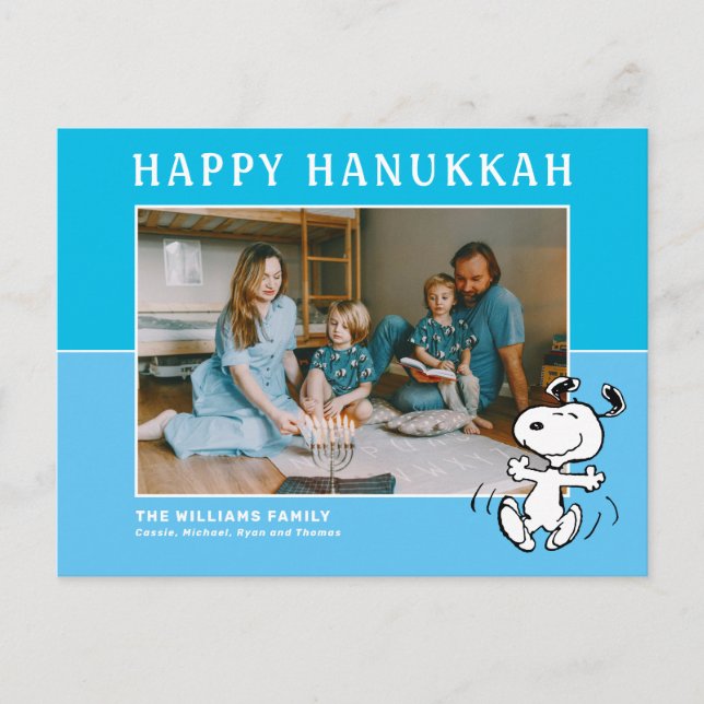 Erdnüsse | Snoopy Happy Hanukkah Feiertagspostkarte (Vorderseite)