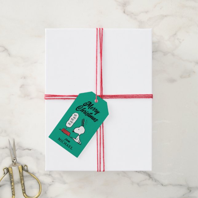 Erdnüsse | Snoopy Ho Ho Ho Food Disc Geschenkanhänger (Mit Garn)