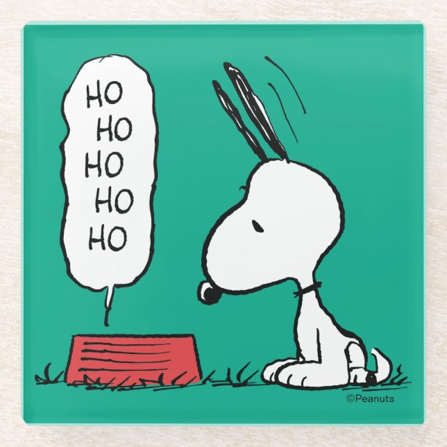 Erdnüsse | Snoopy Ho Ho Ho Food Disc Glasuntersetzer (Vorderseite)