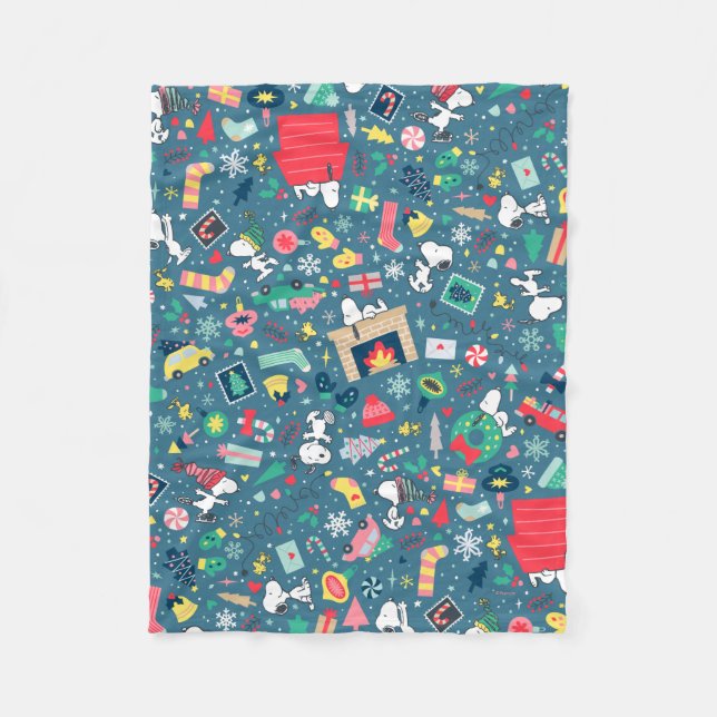 Erdnüsse | Snoopy Holiday Pattern Fleecedecke (Vorderseite)