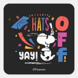 Erdnüsse Snoopy Hut Ab Für Dich Abschluss Gratulie Quadratischer Aufkleber