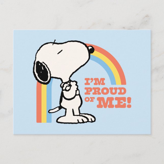 Erdnüsse | Snoopy Ich bin stolz auf mich Postkarte (Vorderseite)