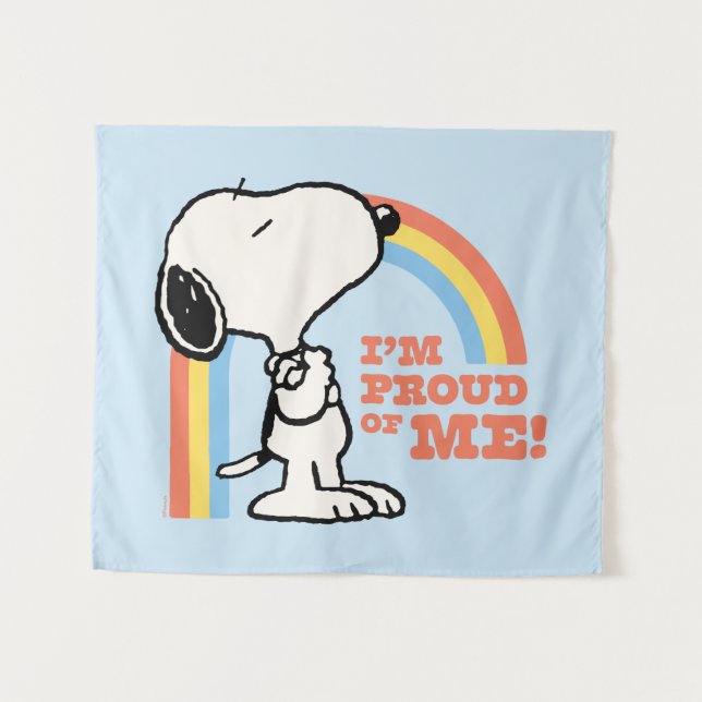 Erdnüsse | Snoopy Ich bin stolz auf mich Wandteppich (Vorderseite (Horizontal))